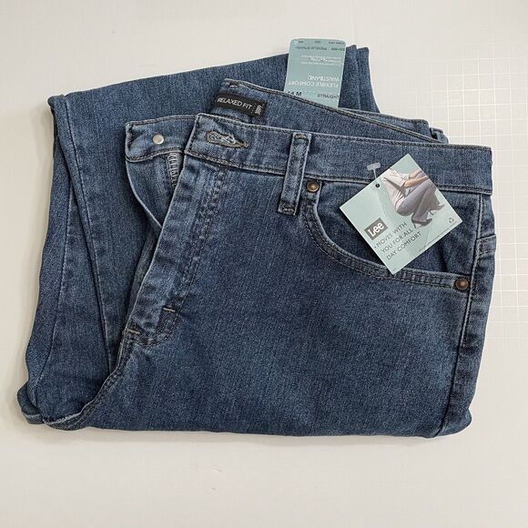 Lee Women Relaxed Fit Straight Leg Jeans Size‎ 14 Medium Premium Stonewash NWT - Picture 1 of 10